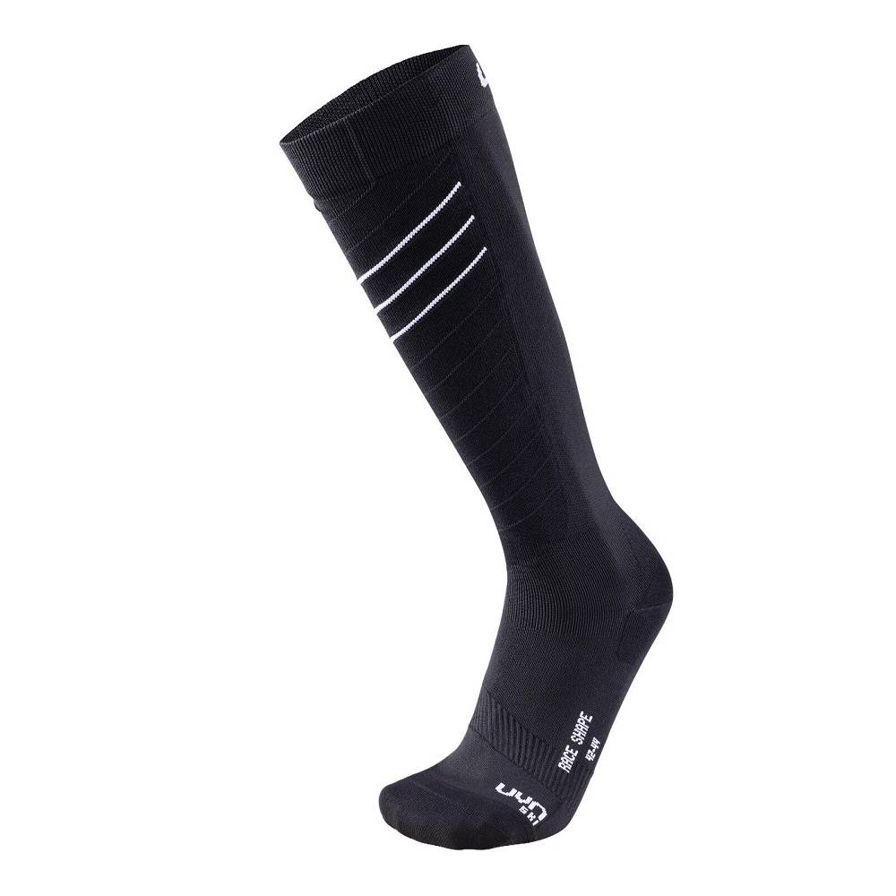 UYN MAN SKI RACE SHAPE SOCKS BLACK-WHITE